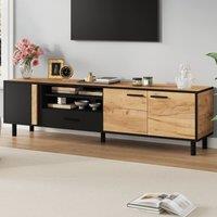 Rolipo Modern 180cm Oak & Black Industrial TV Stand for TVs up to 80 Inch