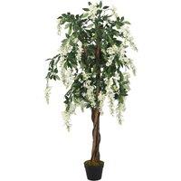Berkfield Home Artificial Wisteria Tree 840 Leaves 150 cm Green & White