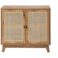 CALICOSY 2-Door Sideboard With Rattan Caning, 80 Cm Wide - ALIA in Light Oak