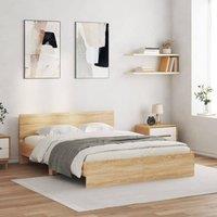 Berkfield Home Bed Frame with Headboard Sonoma Oak 140x190 cm in Brown