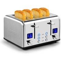 Cusimax Silver 34cm 4-Slice Stainless Steel Toaster with LED Display 1650W