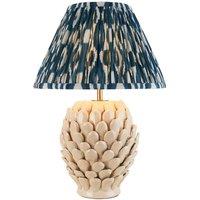Netlighting Layered Leaf Ivory Table Lamp Blue Fabric Ikat Shade 30cm B22 in Beige