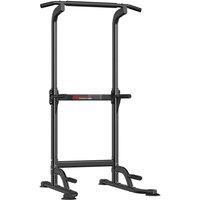 Armadadeals Height-Adjustable Power Tower Dip Station with Pull-Up Bar in Black
