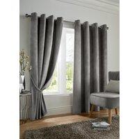 Luxury Living Velvet Thermal Blackout Eyelet Curtains Ready Made Pair in Silver | Size: 168 cm width x 229 cm drop