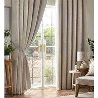 Luxury Living Chenille Blackout Pencil Pleat Top Curtains in Cream | Size: 229 cm width x 229 cm drop