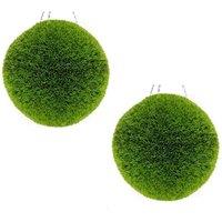 Primrose Artificial Grass Effect Hanging Topiary Ball With Chain 38cm - pair in Green