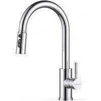 Appaso Chrome Kitchen Mixer Tap with 3 Spary Modes, Single Handle in Metallic Silver