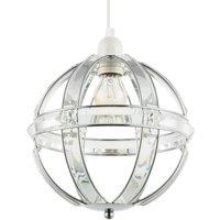 Happy Homewares Modern Designer Spherical Chrome & Clear Acrylic Pendant Light Shade in Silver