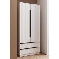 FWStyle Lania 2 Door 2 Drawer Ripple Effect Grey Wardrobe (H) 180 (W) 80 (D) 50cm in White