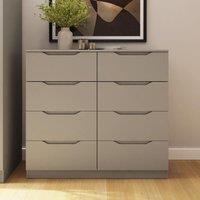 FWStyle Luno Putty 8 Drawer Chest Extra Deep Drawers (H) 99cm (W) 110cm (D) 40cm in Beige