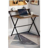 Home Discount Vida Designs Brooklyn Foldable Computer Desk Storage Office Study Gaming Table in Dark Brown