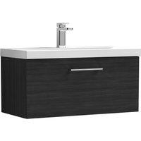 Balterley Bathroom Wall Hung 2 Soft Close Drawer Vanity Unit, Satin Green, 610mm in Black