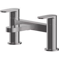 Balterley Current Round Deck Mounted Bath Filler Tap, Flat Spout, Brushed Pewter in Silver