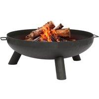 Hammer and Tongs Round Iron Fire Pit - 99cm - Outdoor Garden Patio Heater Firepit Log Burner Bowl in Black