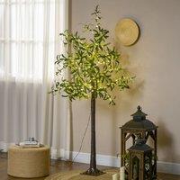 HOMCOM 180cm Olive Tree Light w/ 300 Warm White LED Lights Artificial Tree in Green