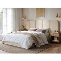 Solace+Co Sienna Hotel Ottoman Bed Cream Velvet | Size: Double