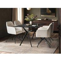 Solace+Co Emil Glass Dining Table with 4 Isla Chairs Set in Black