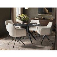 Solace+Co Emil Round Glass Dining Table with Isla Chairs Set in Black