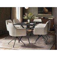 Solace+Co Emil Glass Dining Table with 6 Isla Chairs Set in Black