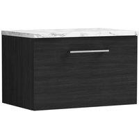 Balterley Level 600mm Wall Hung 1 Drawer Unit & Laminate Worktop Charcoal Black