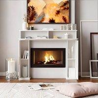 Gr8 Home White Wooden Fireplace Surround Mantel Storage Unit