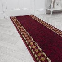runrug Hallway Runner Rug - Non-Slip, Hardwearing, 5.4mm - 'Cheops' in Red | Size: 66 cm x 180 cm