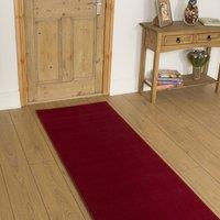 runrug Hallway Carpet Runner Rug - Soft & Comfy, 9mm - 'Plain' in Red | Size: 60 cm x 390 cm