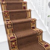 runrug Stair Runner Carpet - Durable, Non-Slip, 7mm - 'Jena' in Brown | Size: 66 cm x 450 cm