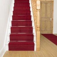 runrug Stair Runner Carpet for Staircases - Soft & Comfy, 9mm - 'Plain' in Red | Size: 60 cm x 600 cm
