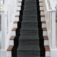 runrug Stair Runner Carpet for Staircases - Soft & Comfy, 9mm - Morning Mist in Black | Size: 70 cm x 690 cm