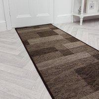 runrug Hallway Runner Rug - Non-Slip, Hardwearing, 5.4mm - 'Icona' in Dark Brown | Size: 120 cm x 270 cm
