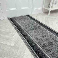 runrug Hallway Carpet Runner Rug - Soft & Comfy, 9mm - 'Tribal' in Dark Grey | Size: 70 cm x 390 cm