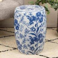 Madison & Mayfair Blue & White Ancient-Inspired Stool