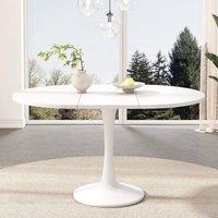 Merax Modern Extendable Round Dining Table 100-140cm Pedestal Kitchen Table in White