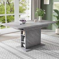 Merax Extendable Rectangular Dining Table with Built-In Storage in Grey