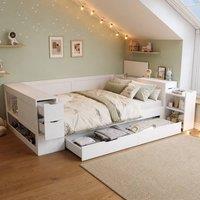 Merax 4ft6 Wooden Cabin Bed, Childrens Storage Daybed with Drawers in White | Size: Double