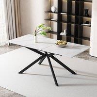 Merax 150-180cm Extendable Dining Table with White Marble Tabletop