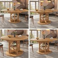 BTM Extendable Dining Table Round to Oval Kitchen Table for 8 people in Brown
