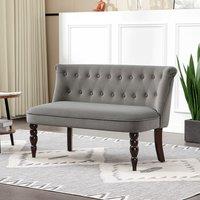 HOMCOM Velvet-Feel Two-Seat Lounger Sofa with Wood Frame, Charcoal Grey | Size: 2 Seater