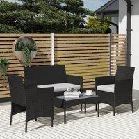 OUTSUNNY 4 Piece Rattan Garden Furniture Sofa Set with Cushions in Black
