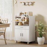 HOMCOM Kitchen Trolley with Wheels, Modern Mobile Microwave Stand, White