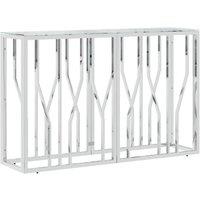 Berkfield Home Console Table 110x30x70 cm Stainless Steel & Glass in Silver | Size: 110 x 30 x 70 cm