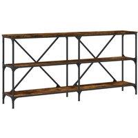 Berkfield Home Console Table Smoked Oak 160x30x75 cm Engineered Wood & Iron in Brown | Size: 160 x 30 x 75 cm