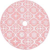 Berkfield Home Luxury Christmas Tree Skirt with Sock Pink 90 cm Fabric