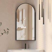 KEEPREAPER Sleek Corner Mirror Cabinet With Storage 40 x 80cm in Black | Size: 40 x 80 cm