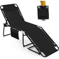 Costway Patio Folding Chaise Lounge Chair Portable Sun Lounger in Black