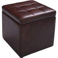 Costway Faux Leather Ottoman Storage Toy Box Padded Foot Stool in Brown