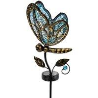 Bright Zeal Solar Butterfly Lights 35 Purple/Blue Glass Stake Auto On Off-Outdoor Decor in Blue