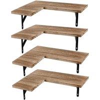 Kelvenix 4 Piece Home Floating Shelves Wall Mounted Corner Display Shelf in Light Brown