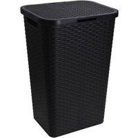 EONLION Black 60L Large Plastic Rattan Style Laundry Clothes Storage